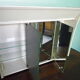 Pharmacy cabinet, 3 mirror doors, double lighting, power outlet and Bakelite switch