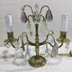 Paire de lampes girandoles en bronze et cristal