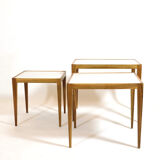 Three walnut side tables from the 60s