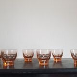 Set of 6 small pink glasses
