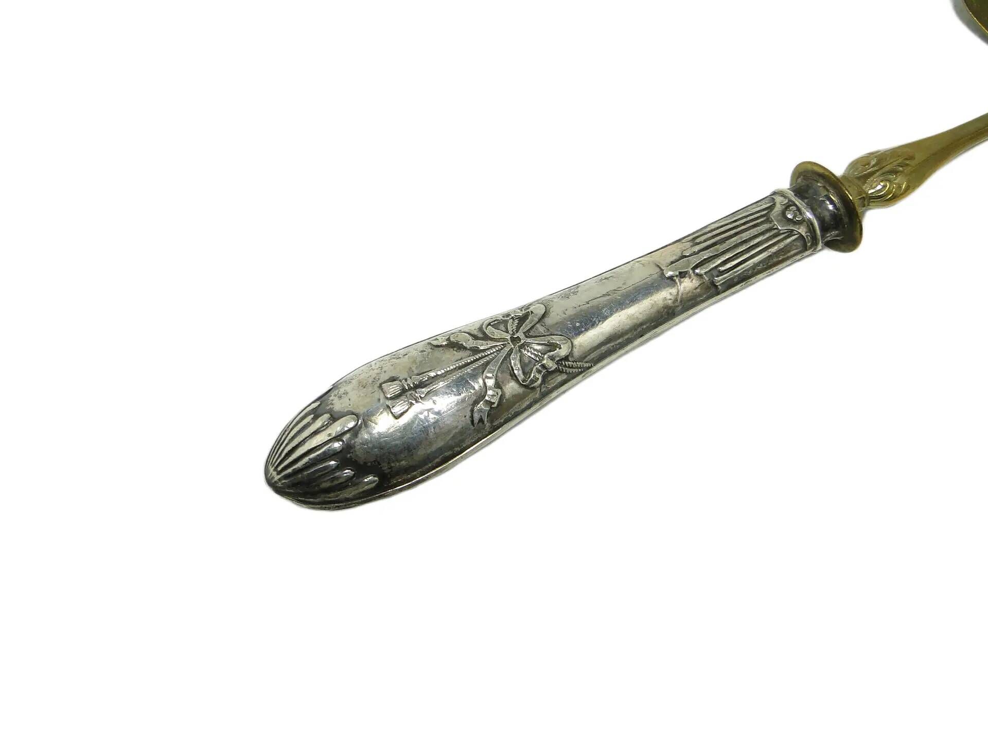 Serveur à gâteau, Art Nouveau, laiton doré, argent, France, début du XXe siècle