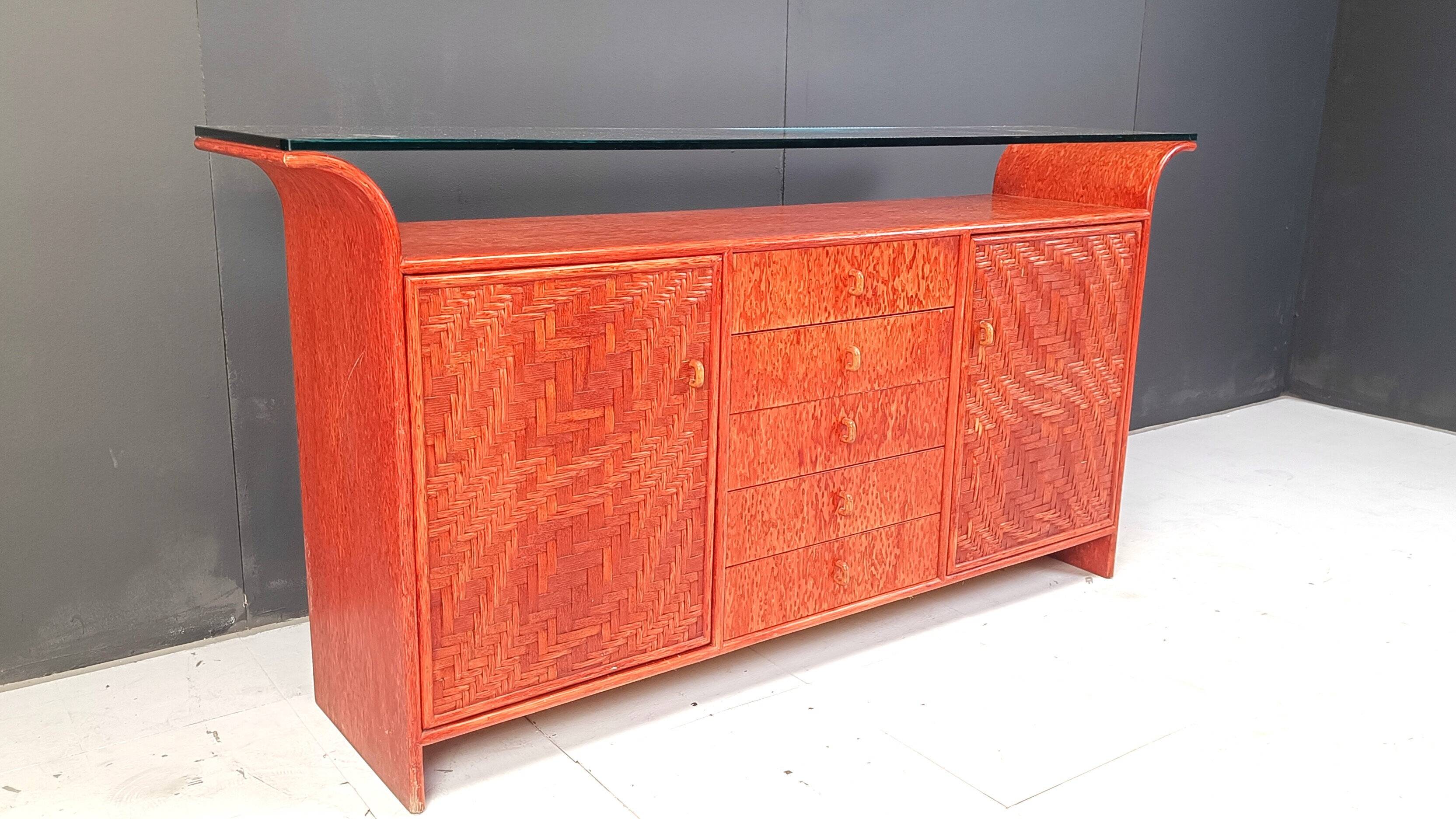 Vintage rattan sideboard, 1970s