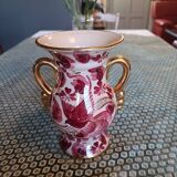 Henri Béquet porcelain vase – Medici shape – Red floral decoration