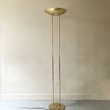 Modernist halogen floor lamp with a gold bowl, 1980.