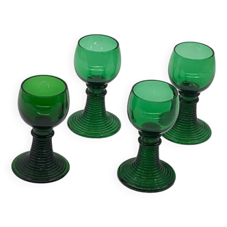 Ensemble de 4 verres Roemer / région Rhin, vert, ancien, vintage