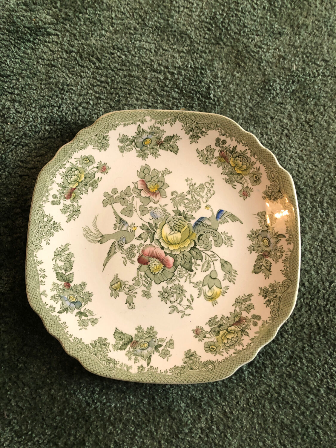 Dish Wedgwood Oriental Pheasants green