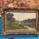 Old landscape painting signed
