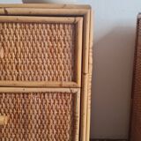 Pair of rattan bedside tables circa the 1970s.
