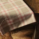 Vintage Red Beige Checkered Tablecloth