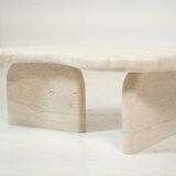 Sculptural Organic Shape Travertine Coffee Table