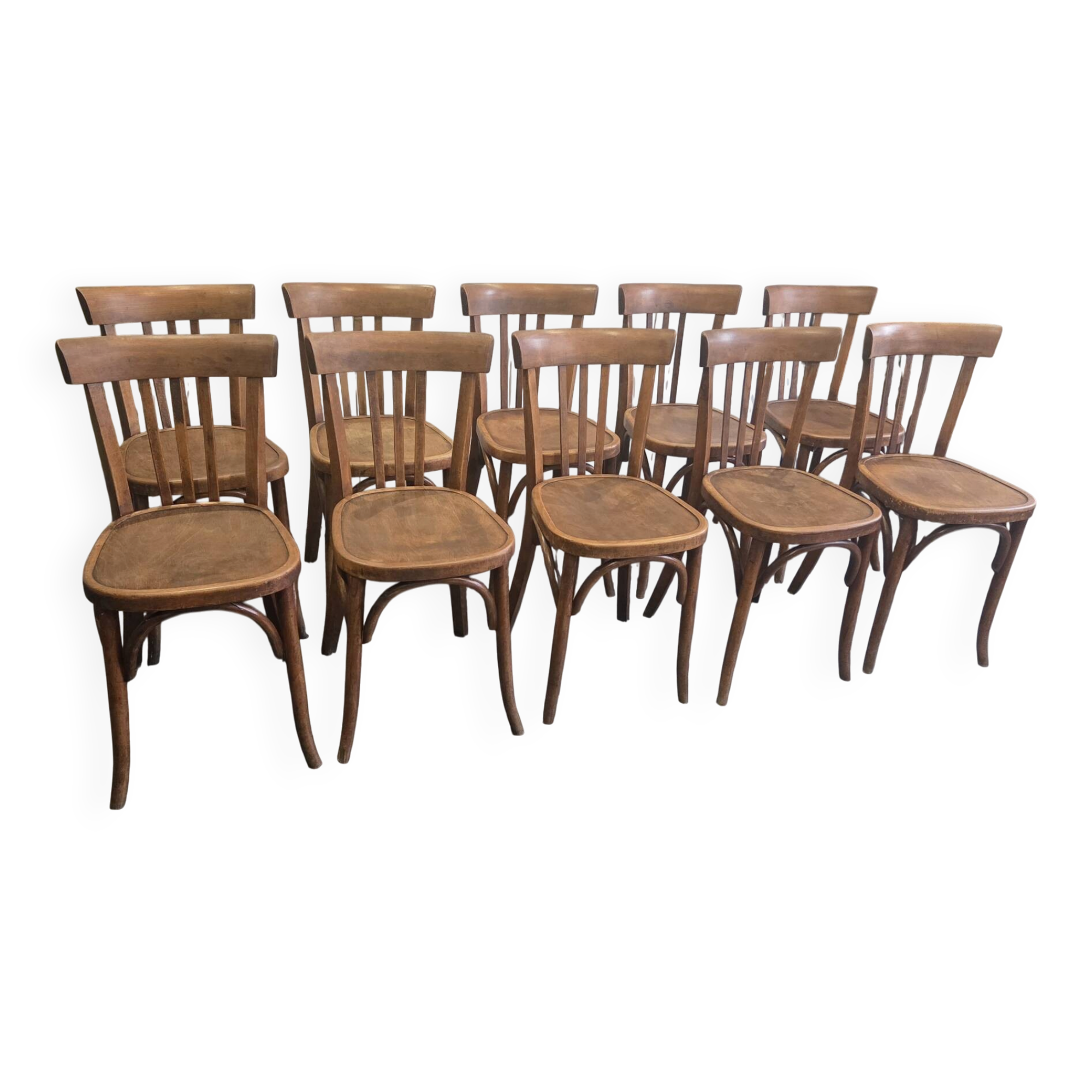 Set of 10 vintage Fischel bistro chairs, 1970s