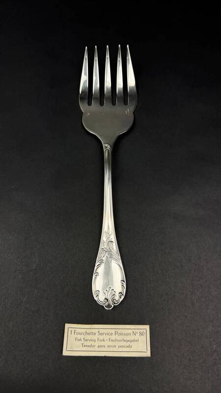 Christofle Marly fish serving fork no. 80, silver-plated, new from the 1980s.
