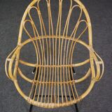 Rattan armchair with armrests Dutch Design 1960