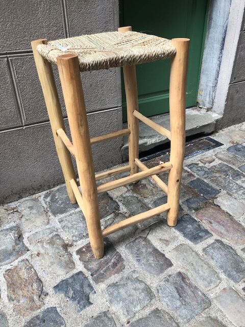 High wood and rope stool