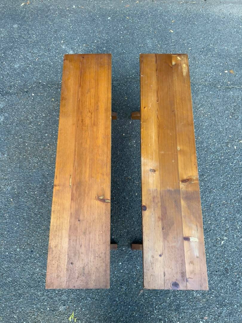 2 bancs en pin massif rustique style chalet / ferme 110cm