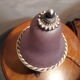 Lampe de chevet sur pied en regule avec tulipepate de verre pourpre violet leger