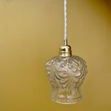 Vintage molded glass globe pendant light
