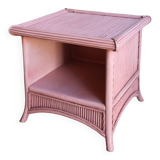 Vintage pink bamboo rattan side table or large bedside table