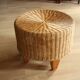 Table d'appoint ronde en rotin, bambou et bois - Vintage