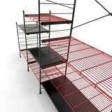 Postmodern black and red modular shelving unit, 1980