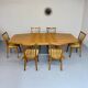 Ancienne table en bois massif octogonal a rallonge design Girsberger