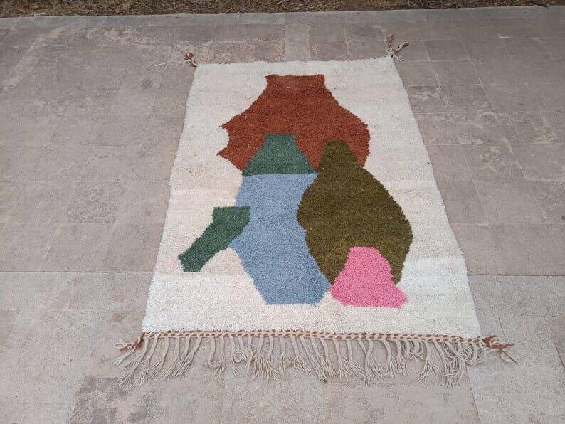 Tapis berbère en laine pure fait main traditionnelle taille 150 x 250 cm