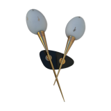Double sconce brass and opalines by Lunel