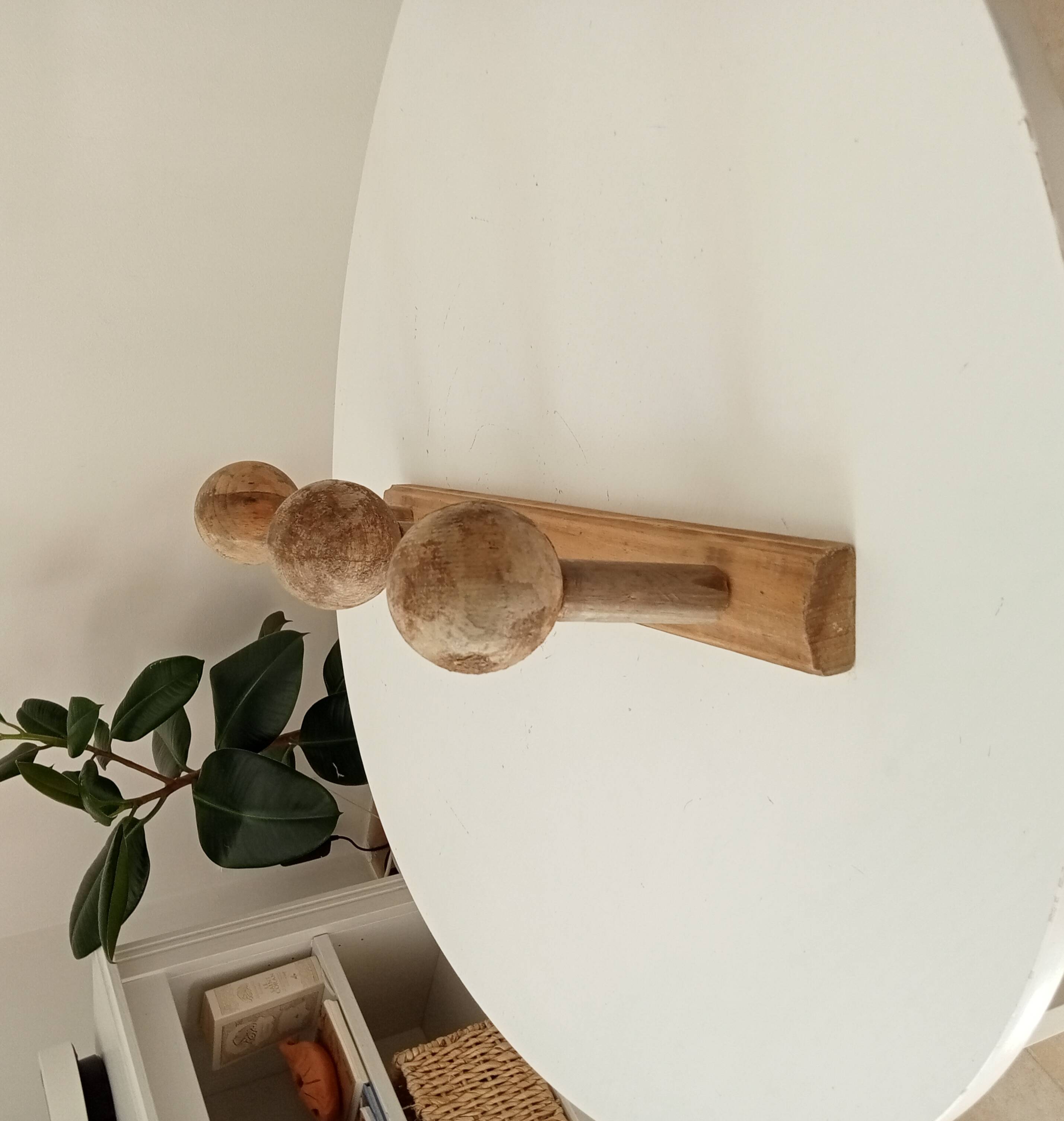 Old folk art wall coat rack