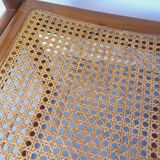 Pair of vintage sleigh chairs in beech wood and cane from the 70s