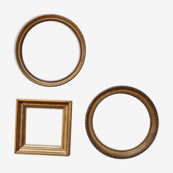 Set of 3 round frames and golden square
