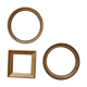 Set of 3 round frames and golden square