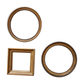 Set of 3 round frames and golden square
