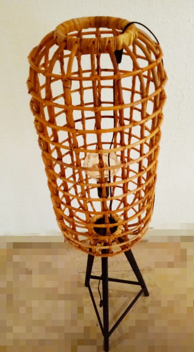 Wicker cage floor lamp
