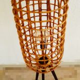Wicker cage floor lamp