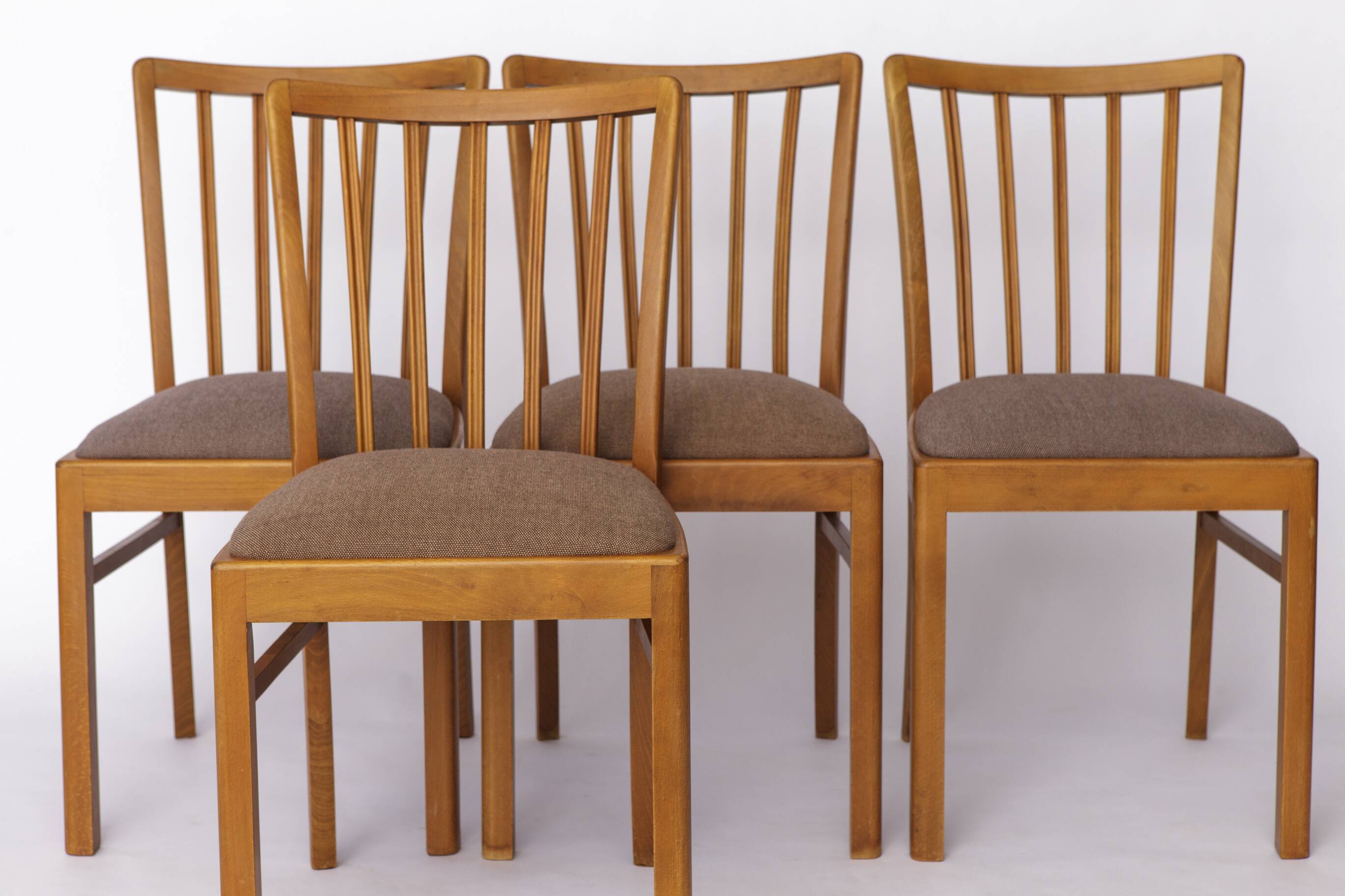 Set of 4 Mid-Century Beech Dining Chair by Stöss, Germany, 1950s–60s – Grey