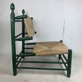 French straw rush low lounge chair in the style of Charles Dudouyt, 1950s
