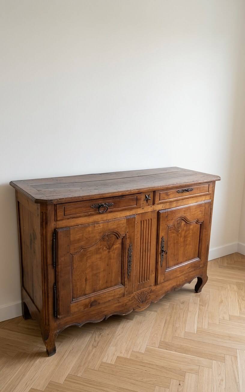 Rustic old buffet made of solid wood