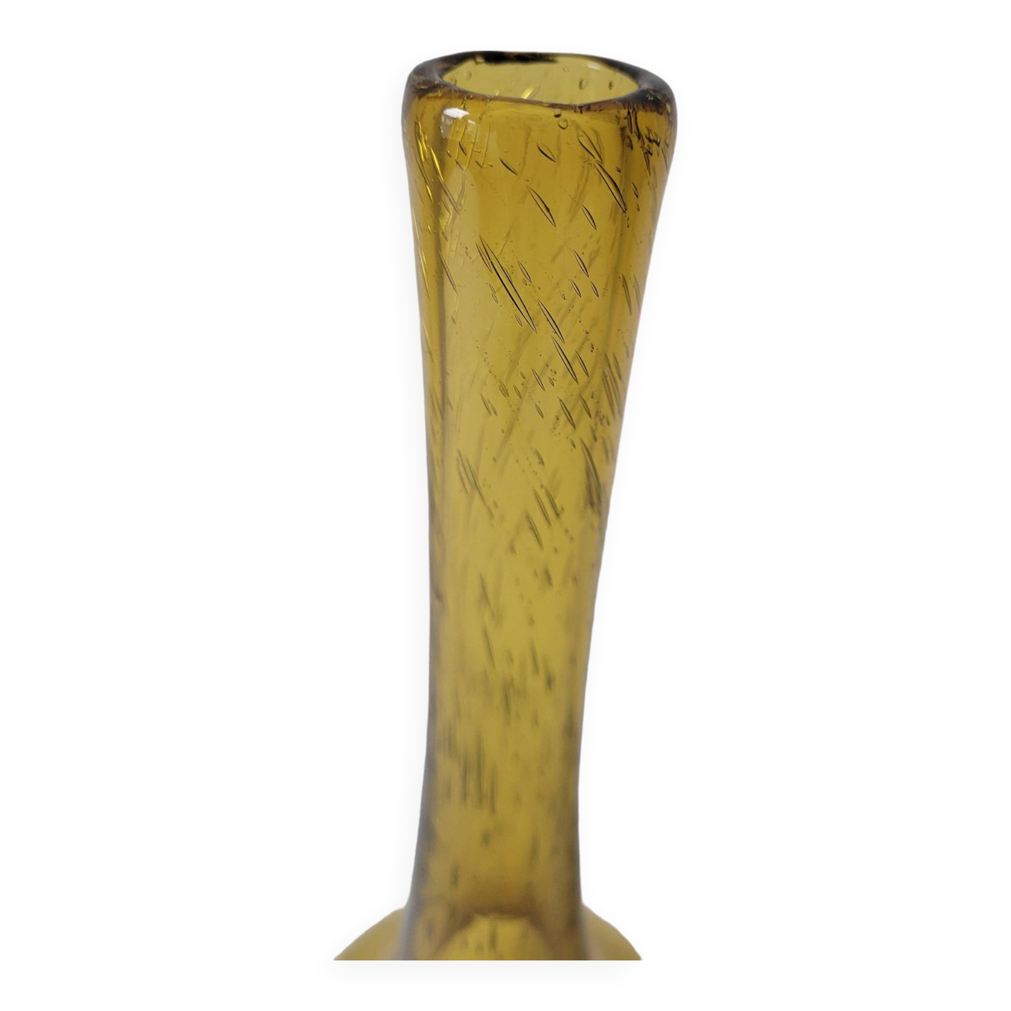 Soliflore vase in amber Biot glass