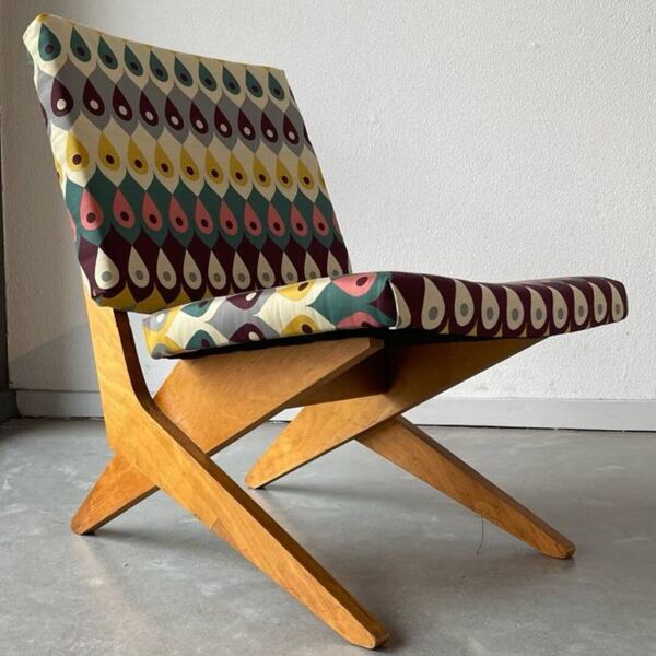 Fauteuil lounge ciseaux de Jan van Grunsven pour Pastoe, modèle FB18, Pays-Bas 1960