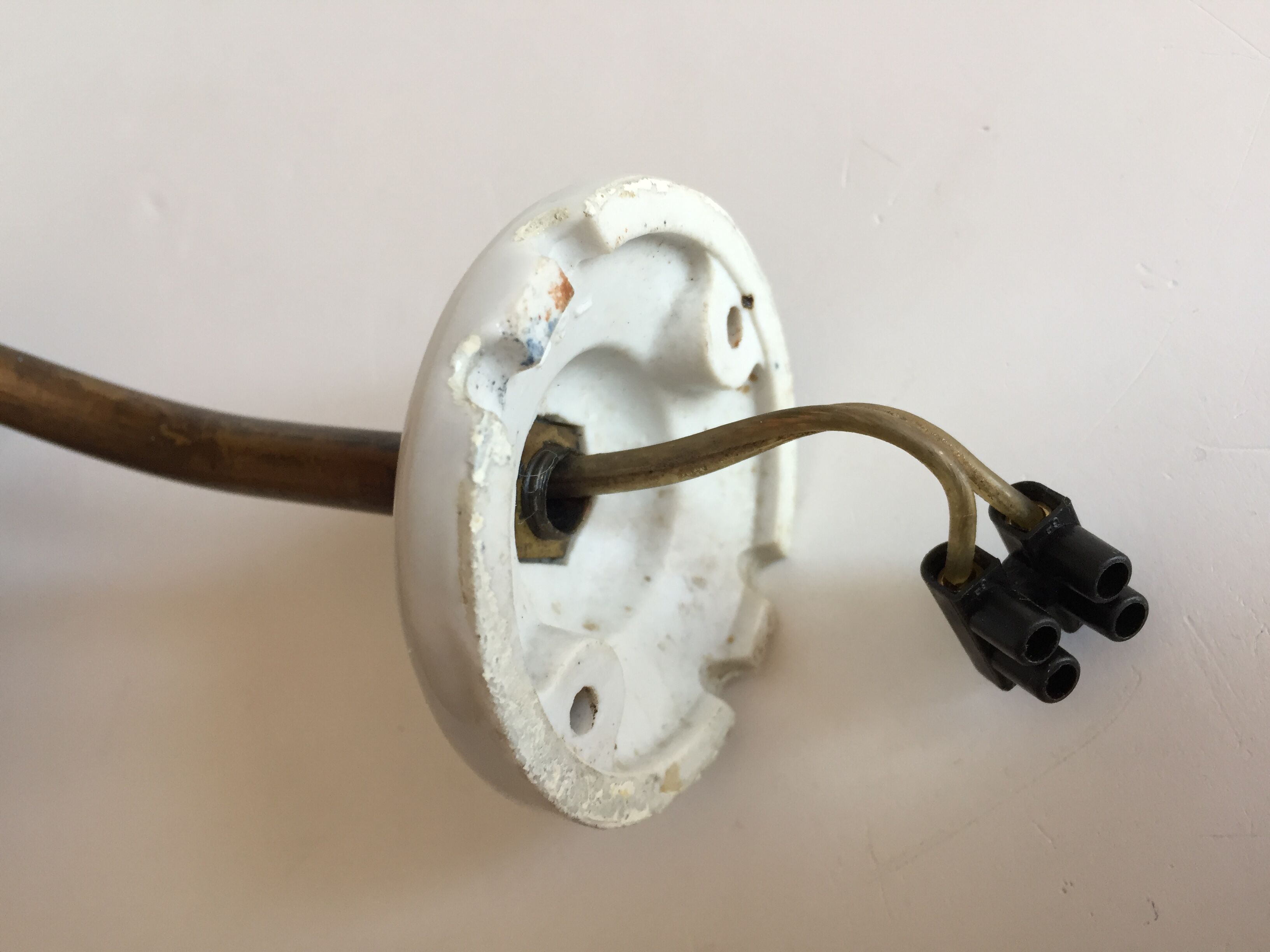 Porcelain and brass sconce