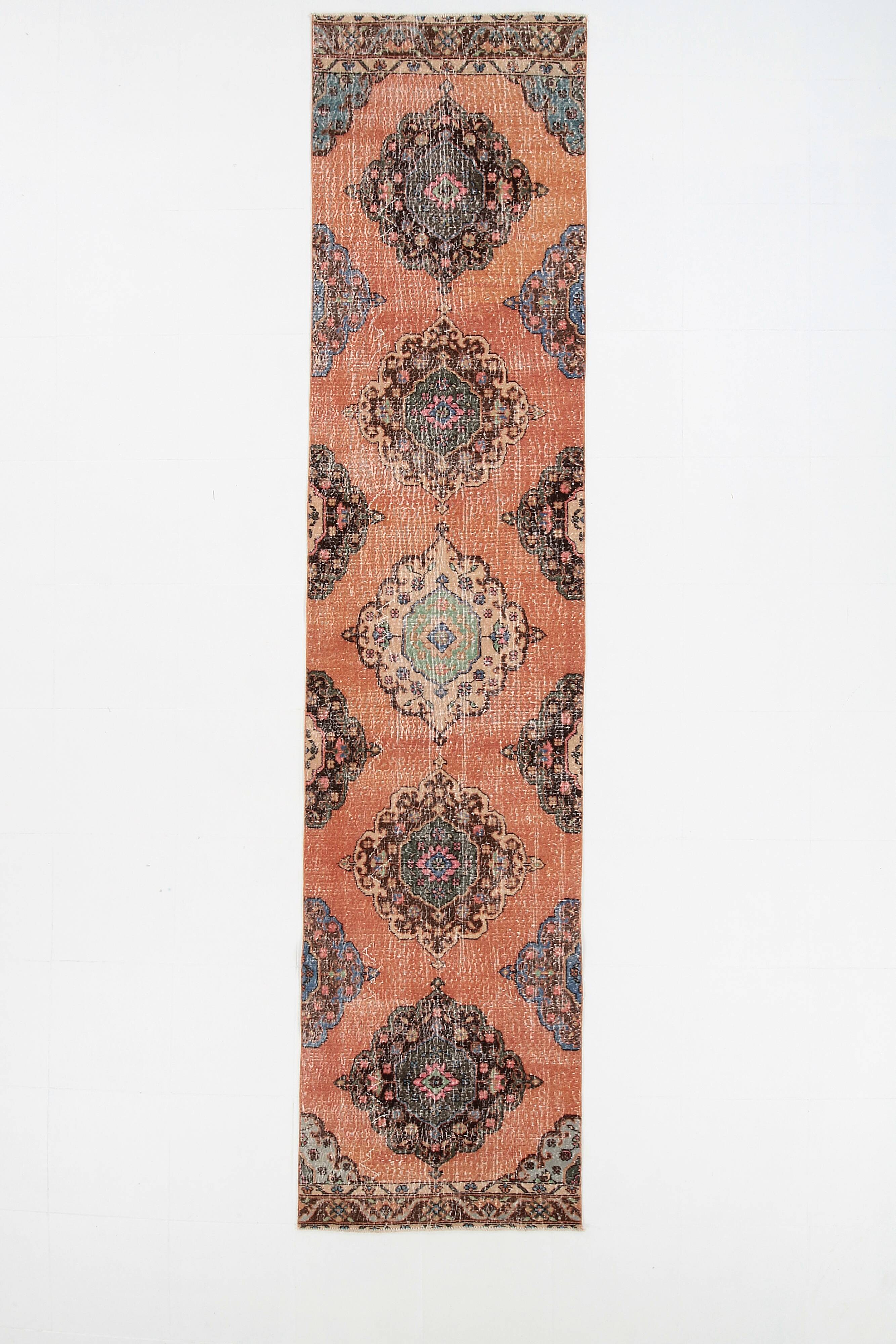 3x12 Oriental Orange Persian Runner Rug, 89x384Cm