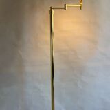 Vintage ikea brass swing arm floor lamp with pastel green fabric shade