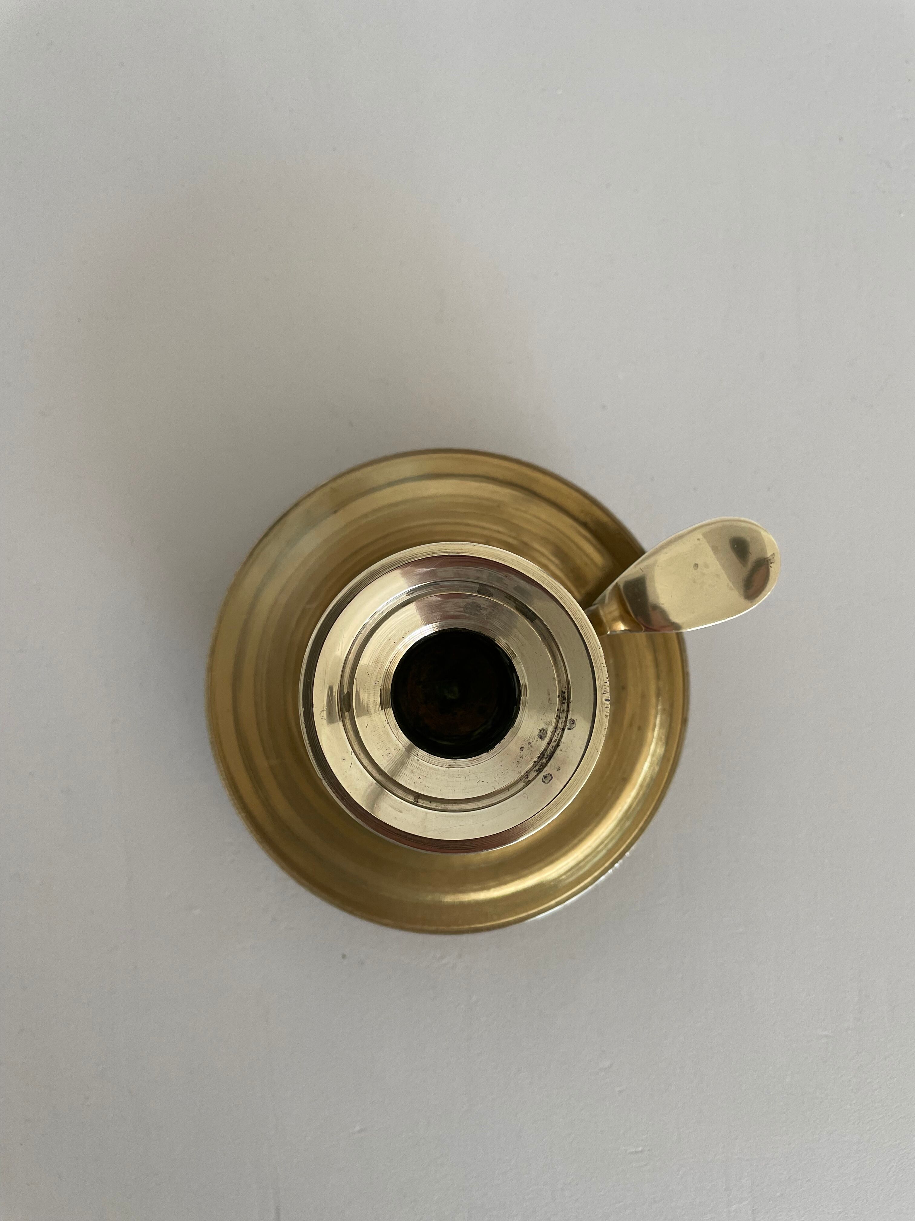 Brass candle holder cellar rat