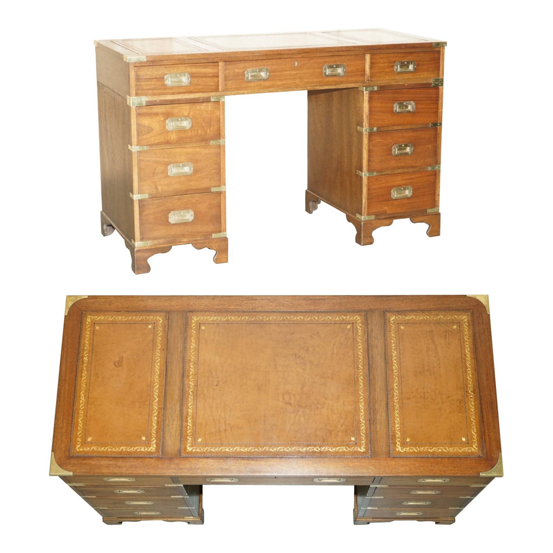 Restored leather military campaign desk Harrods Kennedy