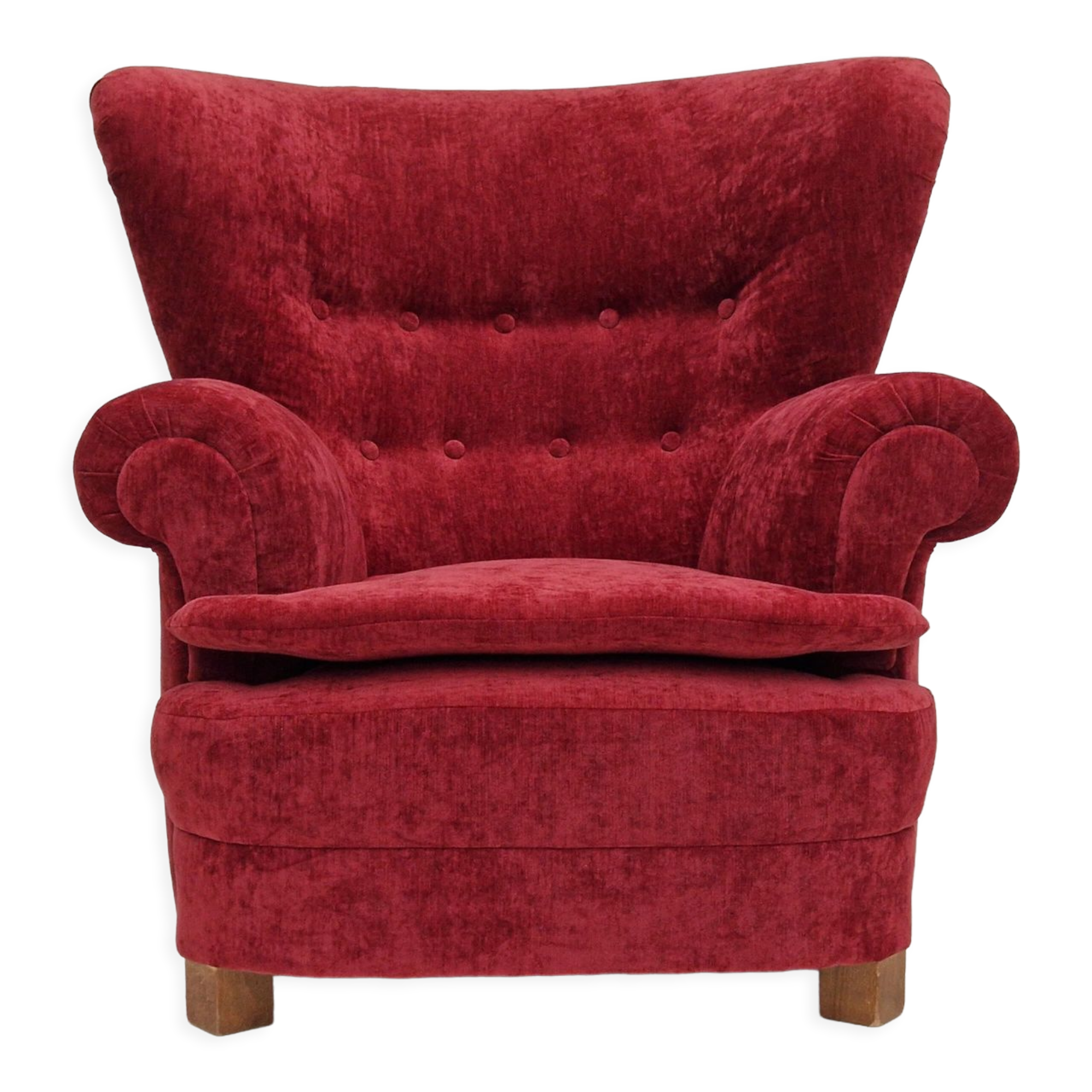 50s, Danish design, refurbished armchair, vintage velour