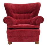50s, Danish design, refurbished armchair, vintage velour
