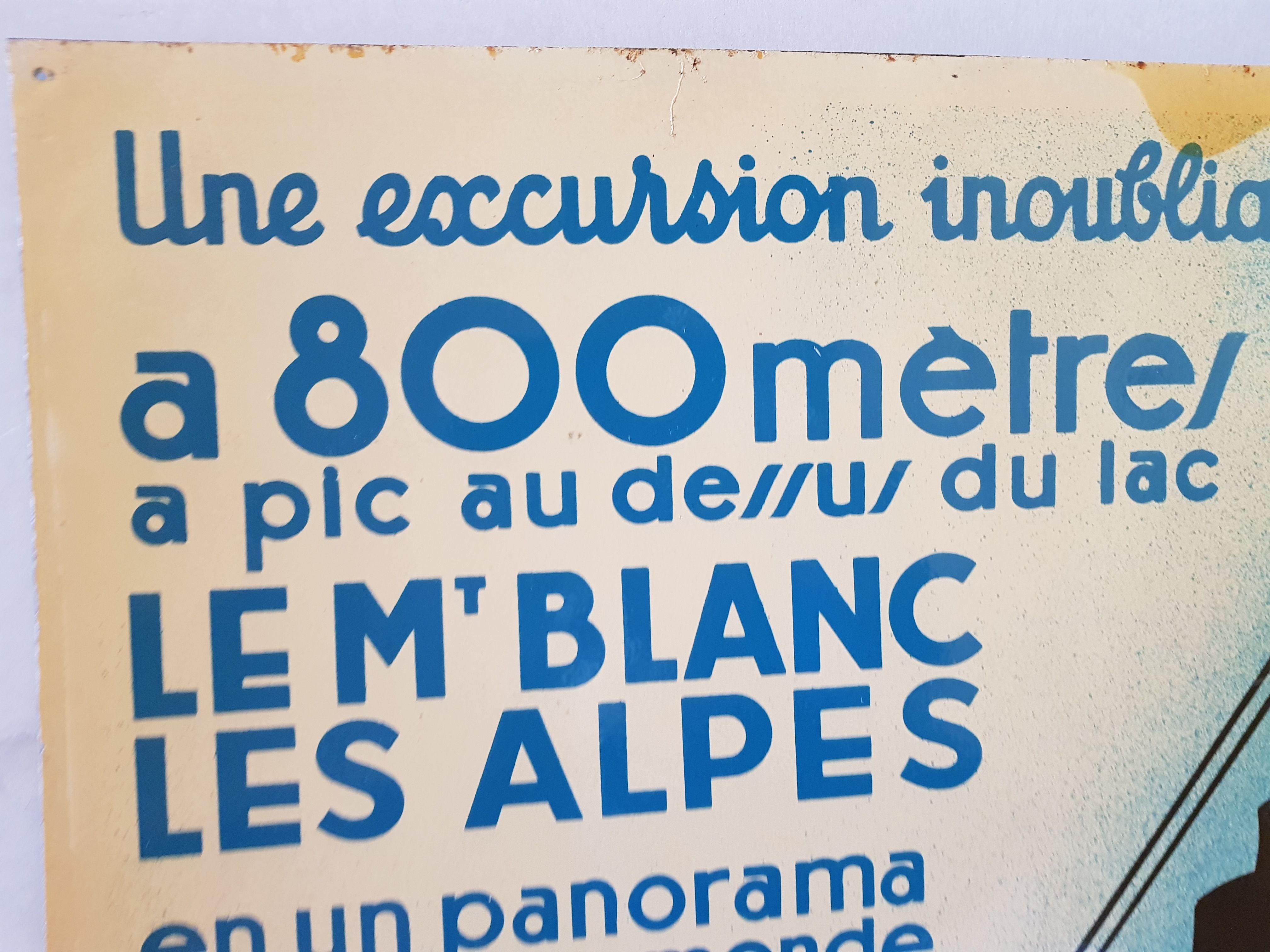 Poster Plaque Tole Painted Advertising "The Veyrier Cable Car of Lake D' Annecy"