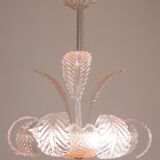 Lustre Art Déco rose Barovier e Toso, verre de Murano, années 1950