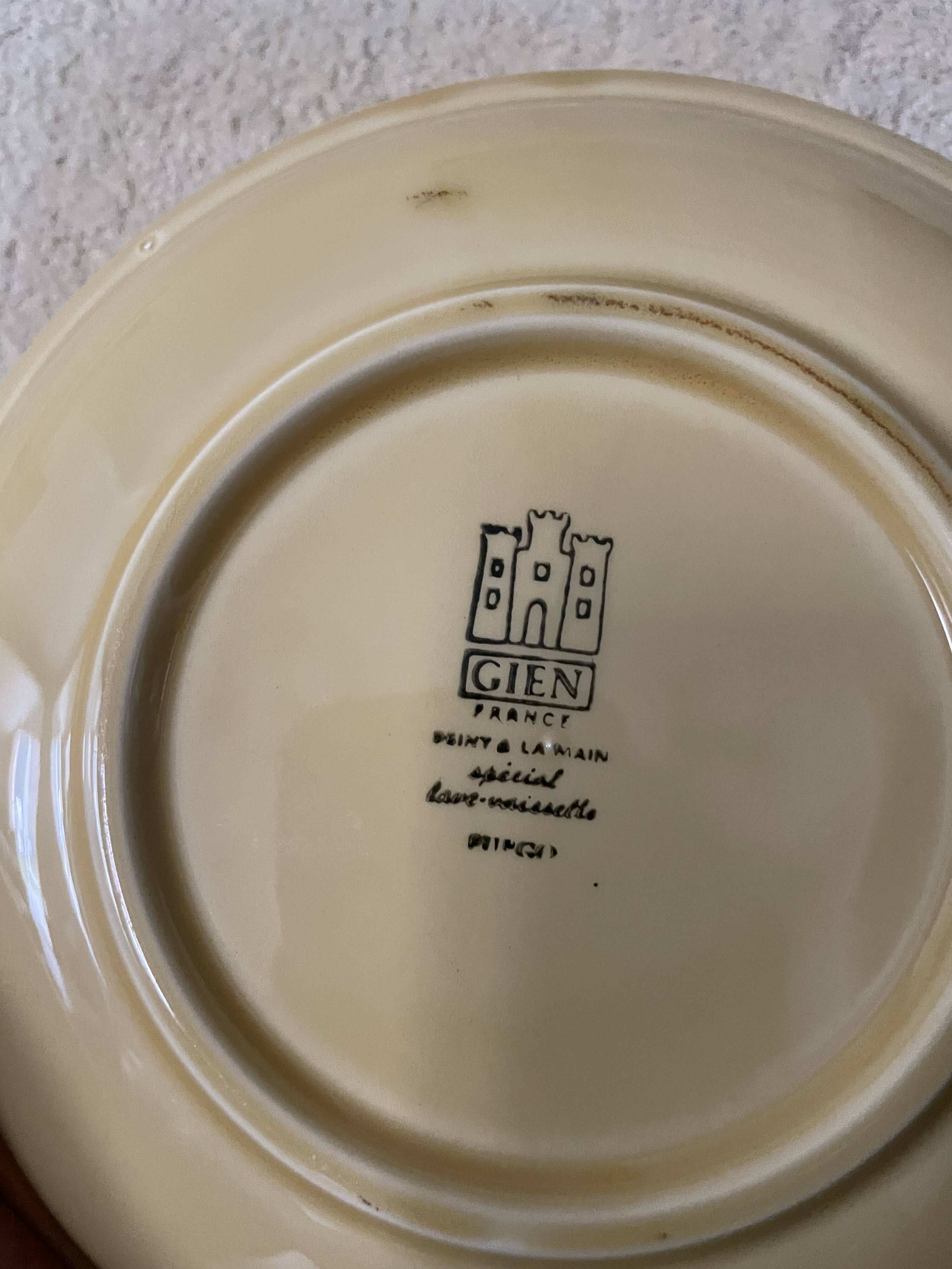 6 assiettes creuses en faïence de Gien France