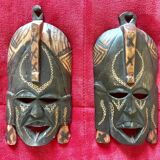 Paire de masques africaines en bois